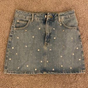 Topshop star studded mini denim skirt